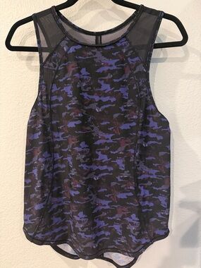 lululemon Sculpt Tank Black and Purple Camo Mesh Tank
